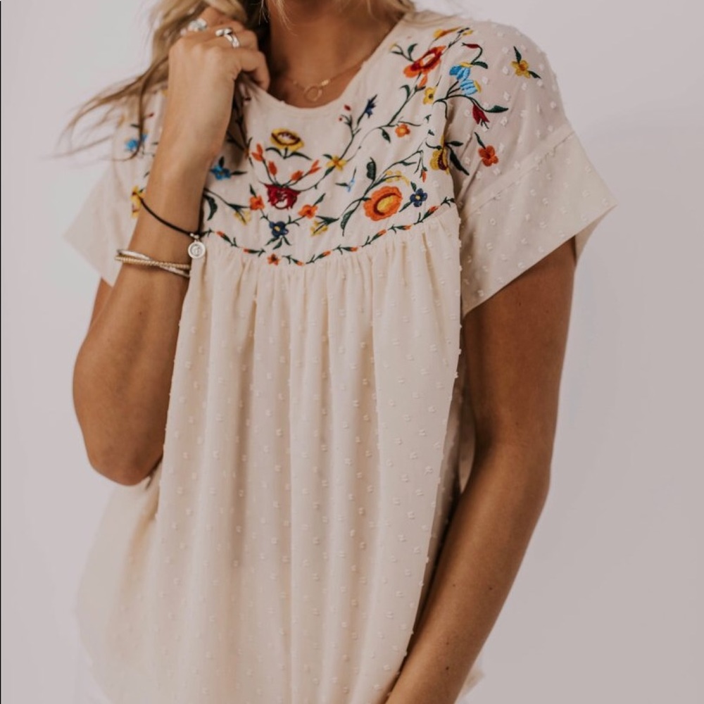 Roolee Swiss Dot Floral Top